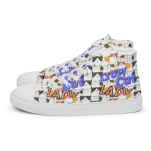 Crazy Cat Lady Women’s high top canvas shoes