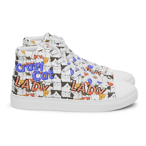 Crazy Cat Lady Women’s high top canvas shoes